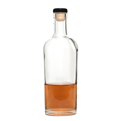 500 ml 750 ml Bouteille en verre transparent de forme personnalisée pour le whisky Brandy Tequila Gin Vodka