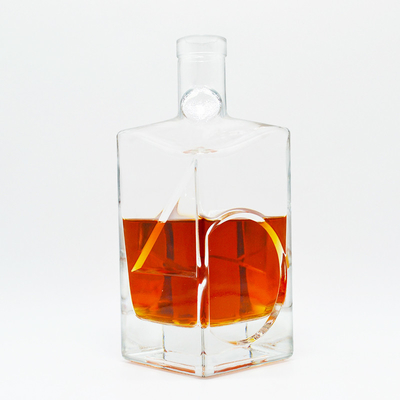 Matériau de base Super Flint Glass Impression personnalisée Bouteille de gin carré pour et OEM Bienvenue