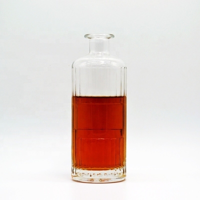 Matériau en verre à haute teneur en silex Luxe Bouteilles de verre de whisky vides avec logo en liège et en décal