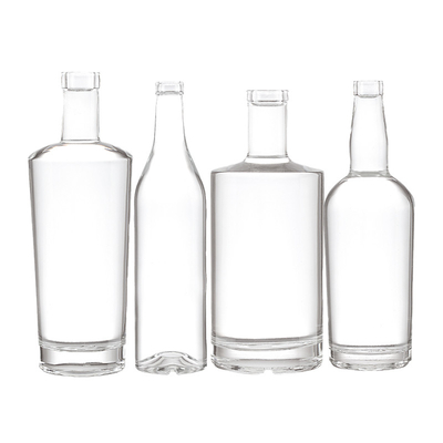 Forme personnalisée 750 ml Bouteille en verre de vodka avec bouchon à vis et type d'étanchéité en liège