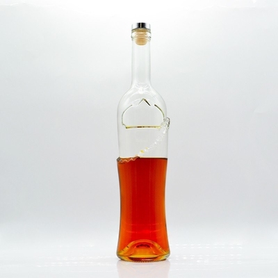Bouteilles en verre transparent de 1000 ml hautement personnalisées OEM / ODM pour l'emballage de liqueurs de brandy et de whisky