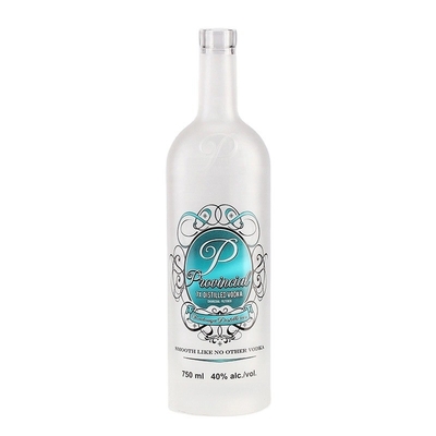 Bouteille en verre glacée claire ronde de 700 ml de 750 ml de rhum de boisson de vodka