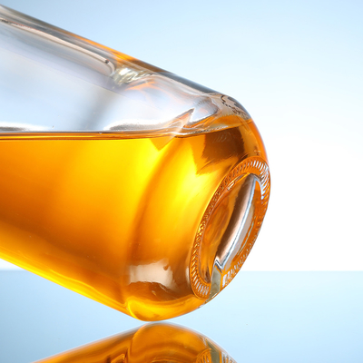 Bouteille en verre circulaire transparente pour le whisky et la vodka 200 ml 375 ml 500 ml 750 ml 1000 ml