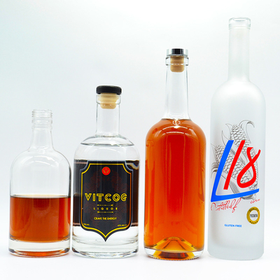 Bouteilles en verre à bouchon pour le gin whisky tequila brandy vodka 375 ml 500 ml 750 ml 1000 ml
