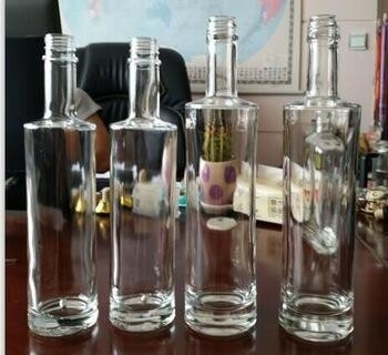 Bouteille en verre à large bouche de 1 litre pour alcools liquide transparent vide
