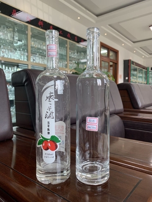 Bouteille en verre à large bouche de 1 litre pour alcools liquide transparent vide