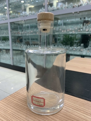 Bouteille en verre à large bouche de 1 litre pour alcools liquide transparent vide