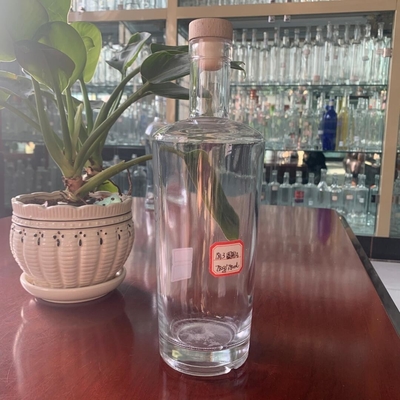 Bouteille en verre à large bouche de 1 litre pour alcools liquide transparent vide