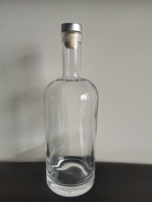 Bouteille en verre à large bouche de 1 litre pour alcools liquide transparent vide