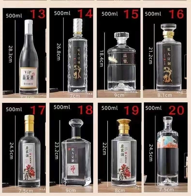 Super Flint Glass 500ml 700ml 750ml Rum Vodka Whisky Liquor Gin Bouteille avec bouchon en verre