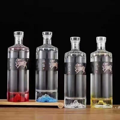 Super Flint Glass 500ml 700ml 750ml Rum Vodka Whisky Liquor Gin Bouteille avec bouchon en verre