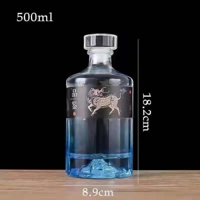 Super Flint Glass 500ml 700ml 750ml Rum Vodka Whisky Liquor Gin Bouteille avec bouchon en verre