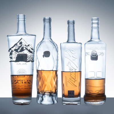 750 ml bouteille de cognac rectangulaire à col long et verre super flint