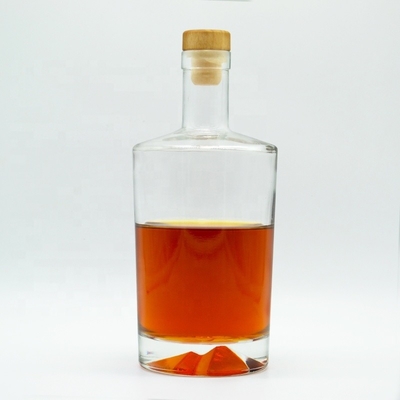 Impression de logo sur mesure 250 ml 500 ml 750 ml Bouteilles en verre transparent pour les bouteilles de whisky liquide plat