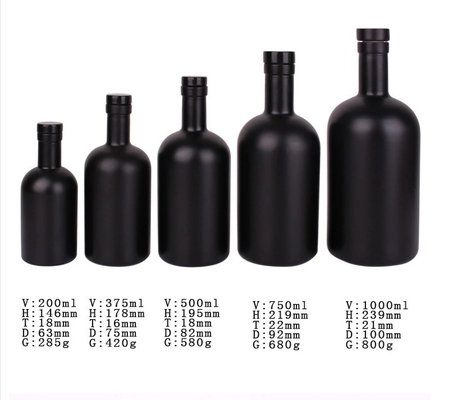 Bouteilles en verre à bouchon pour le gin whisky tequila brandy vodka 375 ml 500 ml 750 ml 1000 ml