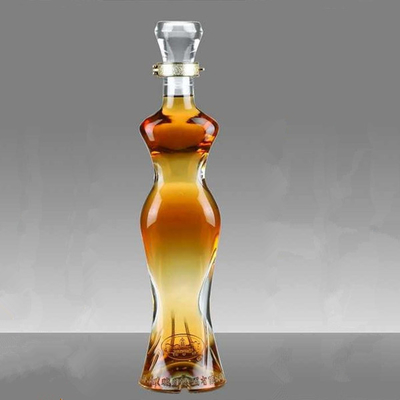 Bouteilles de vin en verre Lady uniques avec un matériau en verre Super Flint pour boissons industrielles