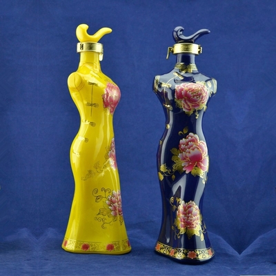 Bouteilles de vin en verre Lady uniques avec un matériau en verre Super Flint pour boissons industrielles