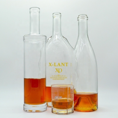 Bouteilles en verre 500 ml 750 ml Gin vide clair Vin Whisky Brandy Vodka avec certificat SGS