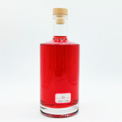 750 ml Bouteille en verre absolu avec couvercle Bouteille de vodka en verre transparent ronde et chic