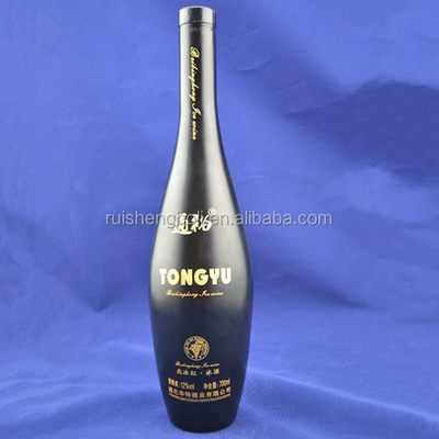 Bouteilles de vin en verre noir de 750 ml pour vin/huile/whisky dans un emballage cartonné