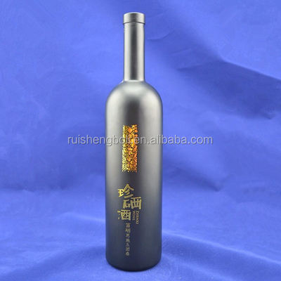 Bouteilles de vin en verre noir de 750 ml pour vin/huile/whisky dans un emballage cartonné