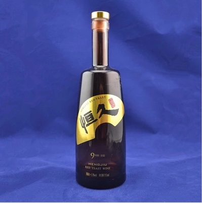 Bouteilles de vin en verre noir de 750 ml pour vin/huile/whisky dans un emballage cartonné