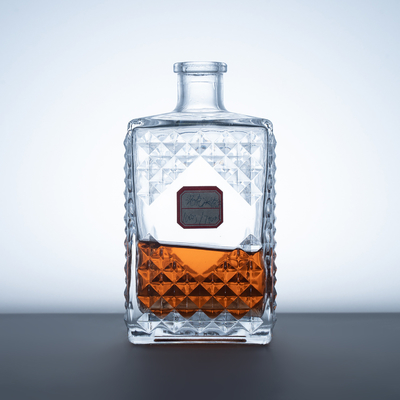 Bouteille en verre de whisky personnalisée Capacité 500 ml/1000 ml/375 ml Impression à écran Forme carrée
