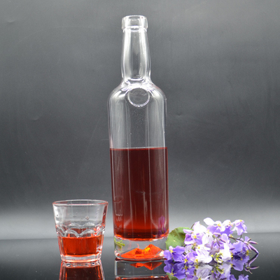 Bouteille en verre clair de 1L 750ml pour vodka gin whisky tequila forme personnalisée