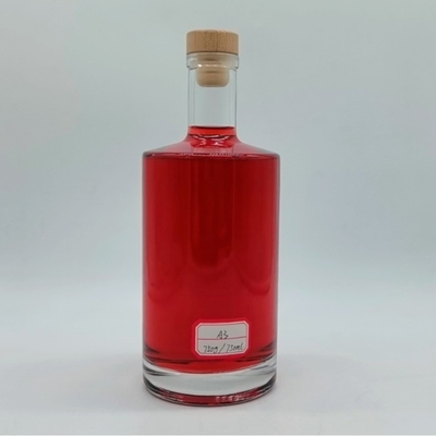 Bouteille en verre transparent pour le whisky Logo personnalisé Forme ronde Bouteilles en verre 750 ml