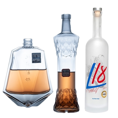 Bouteille à base de verre Super Flint Bouteille vide de whisky sur mesure Bouteille en verre de vin 500/750 ml