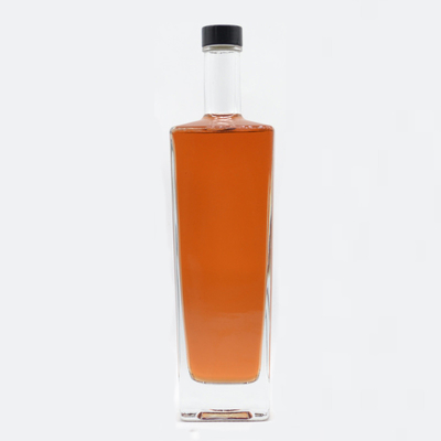 Whisky Vodka Liquor 750 ml Bouteille de verre carré vide avec du matériau de verre Super Flint