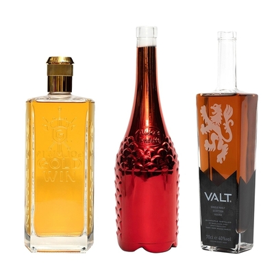 Whisky Vodka Liquor 750 ml Bouteille de verre carré vide avec du matériau de verre Super Flint