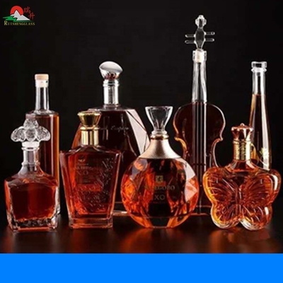 Bouteille en verre pour whisky brandy vodka matériau du corps congelé en verre
