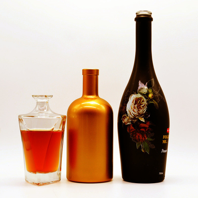 Bouteille en verre pour whisky brandy vodka matériau du corps congelé en verre