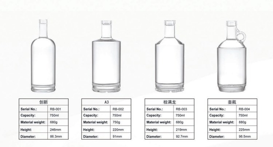 Boisson alcoolisée glacée transparente de 750 ml avec bouteille de vodka de 1000 ml