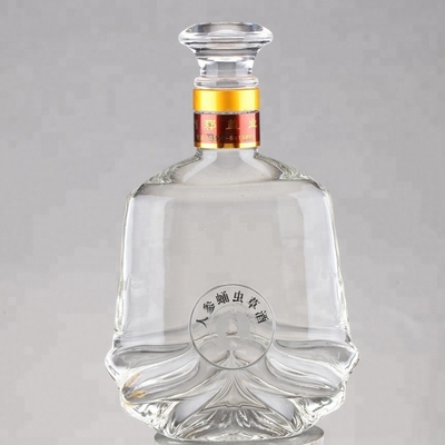 750 ml bouteilles de spiritueux personnalisées en verre de matériau de super flint bouteille de verre de brandy avec liège