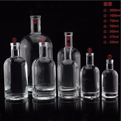 FOB Bouteille de verre vide pour vodka et spiritueux Whisky et vin Capacité 250 ml 500 ml 700 ml 750 ml 1 l
