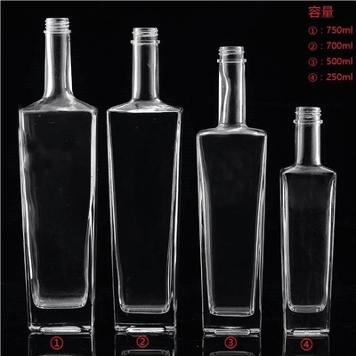 FOB Bouteille de verre vide pour vodka et spiritueux Whisky et vin Capacité 250 ml 500 ml 700 ml 750 ml 1 l