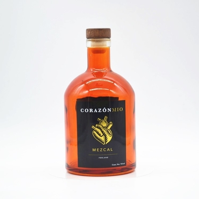 Bouteille en verre carré à tequila gravée en couleur 500 ml pour boissons alcoolisées chaudes