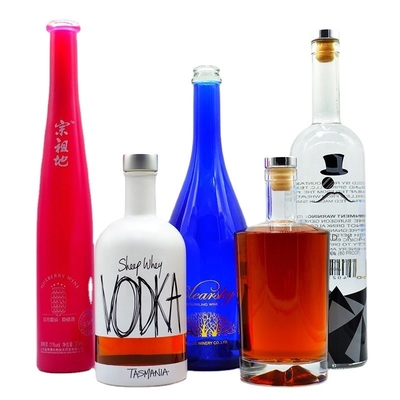 Bouteille en verre transparente de 750 ml pour boissons rondes Whisky Champagne Spirit Capacité de 500 ml