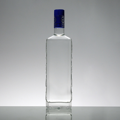 Traitement de la surface d'estampage à chaud 1L bouteille de whisky en verre super Fabriqué en matériau blanc cristallin