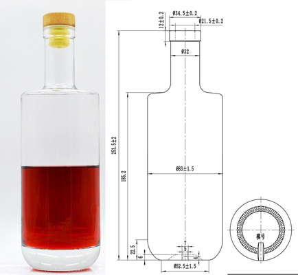 700 ml Bouteille carrée 250 ml Gin Vodka Boisson Liqueur Bouteille en verre de Yuncheng Ruisheng