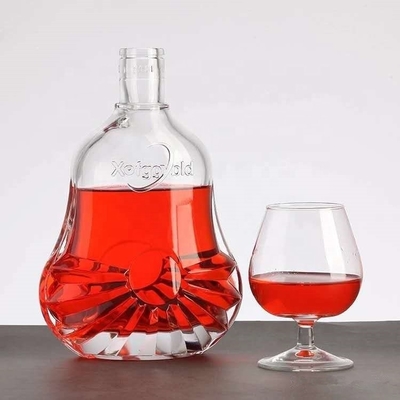 Bouteille en verre de vin transparente de forme unique avec un bouchon de 750 ml certifiée SGS