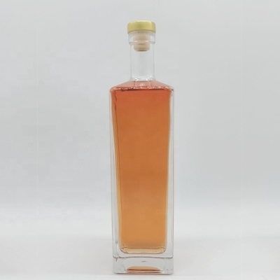 Bouteille en verre carré de 500 ml pour boissons alcoolisées Brandy Whiskey Vodka Gin Rum Étiquette décimale