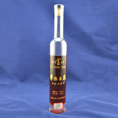 Impression de logo personnalisable Slim Tall Round Glass Bouteilles de vodka et de liqueur avec joint de liège