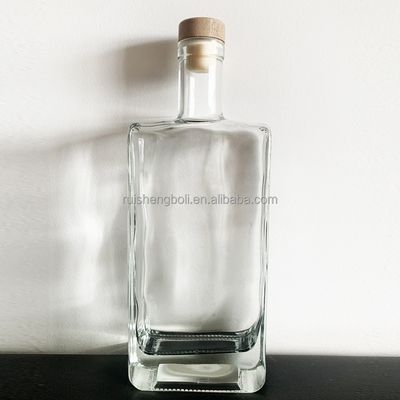 Étiquette bleue noire Whisky jus sauce huile tequila alcool bouteille de verre ronde capacité 375ml/700ml/750ml