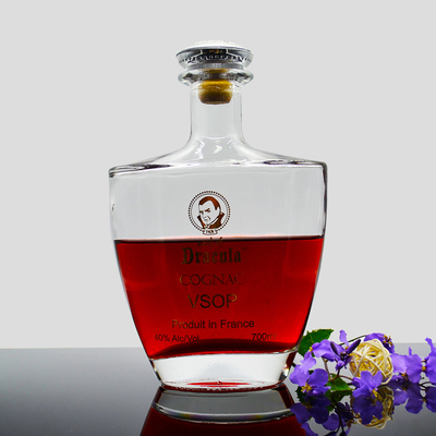 Super Flint 500ml 700ml 750ml Brandy Liquor Bouteilles en verre de vin avec et le design de mode