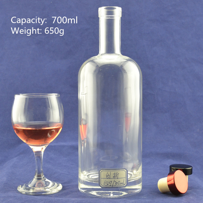 Collier en verre 750 ml Super Flint Rum Bouteille vide d'alcool pour le transport de boissons