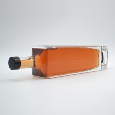 Bouteilles de verre vides carrées personnalisées avec décal argenté électroplaqué Capacité de 1000 ml