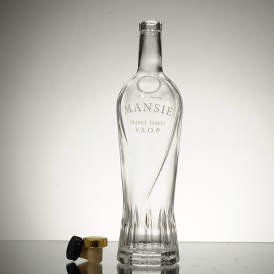 Matériau du collier Bouteille en verre pour vin avec bouchon 750 ml Bouteille de cognac Xo vide